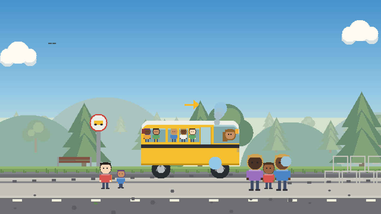 A yellow school bus with children sitting at the windows.